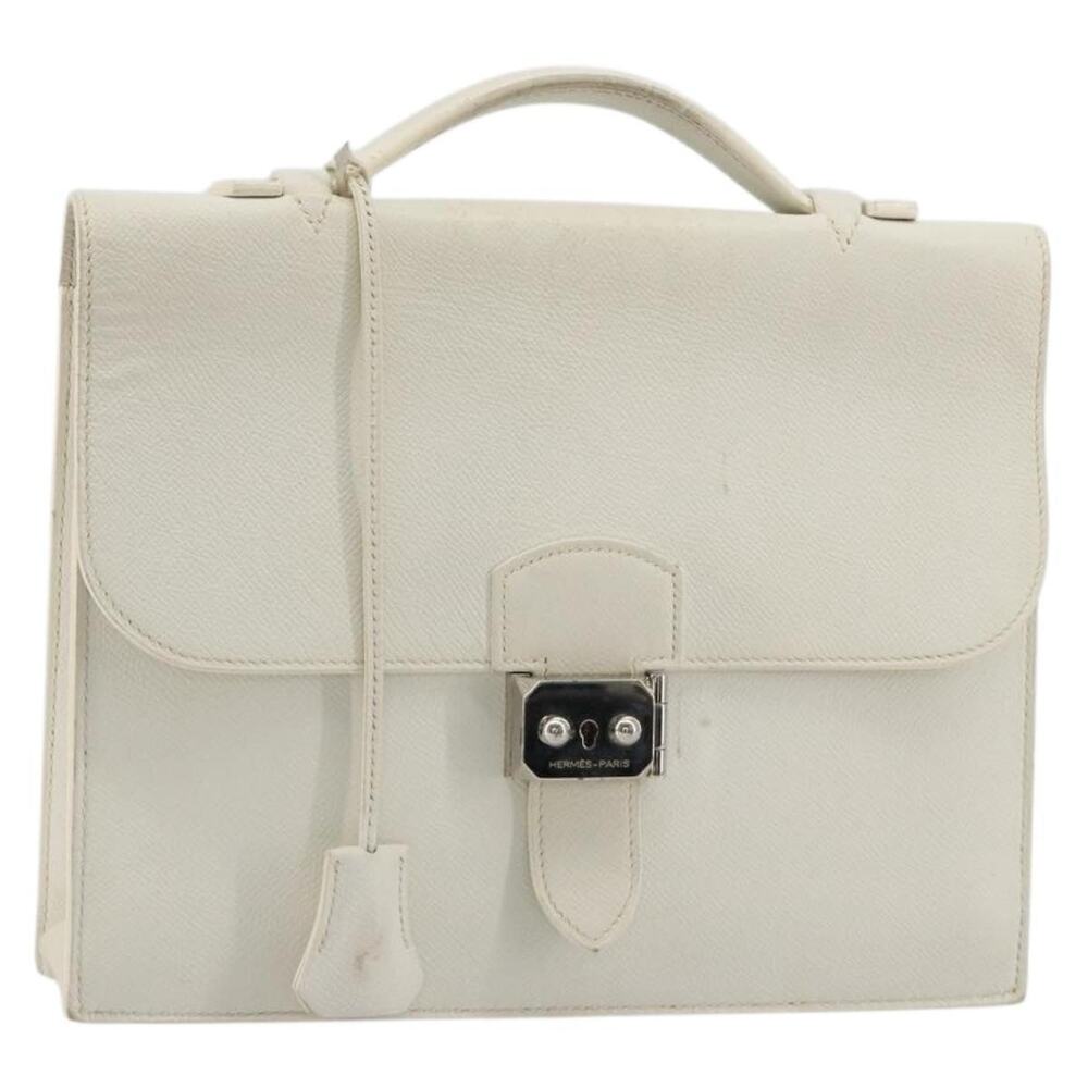 Hermes Leather Sac Adepeche 27 Handbag White
